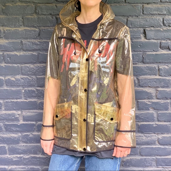 black glitter rain mac